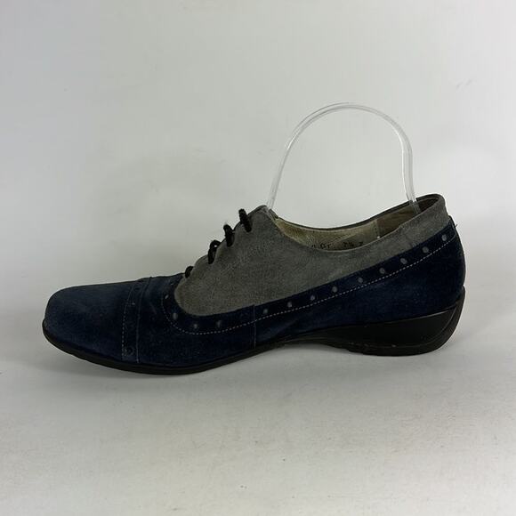 Waldlaufer wing tip saddle shoes us women’s size 7.5 blue grey minimalist suede - Picture 6 of 9